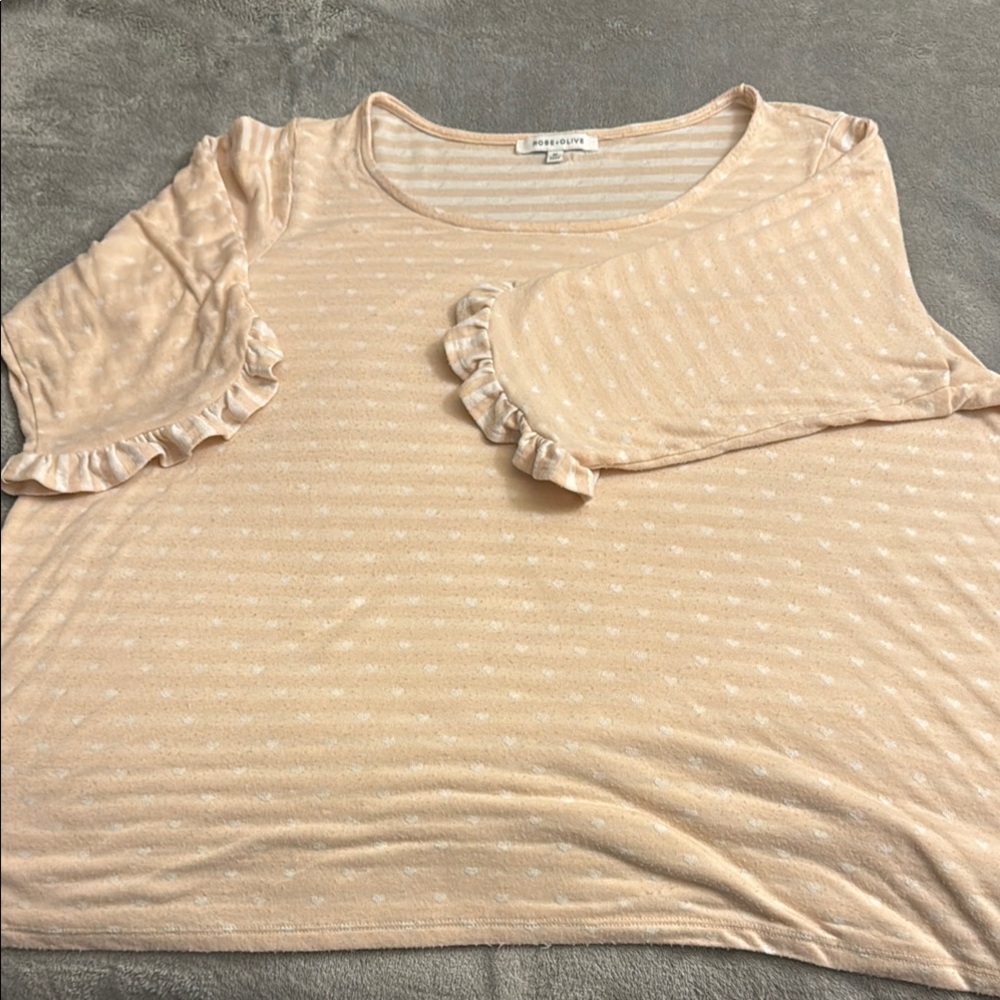 Rose & Olive Pink & White Striped PLUS SIZE Blouse